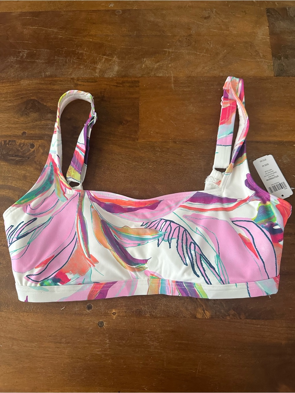 Soma Colorful‎ Pink Tropical Print Bikini top size M NWT